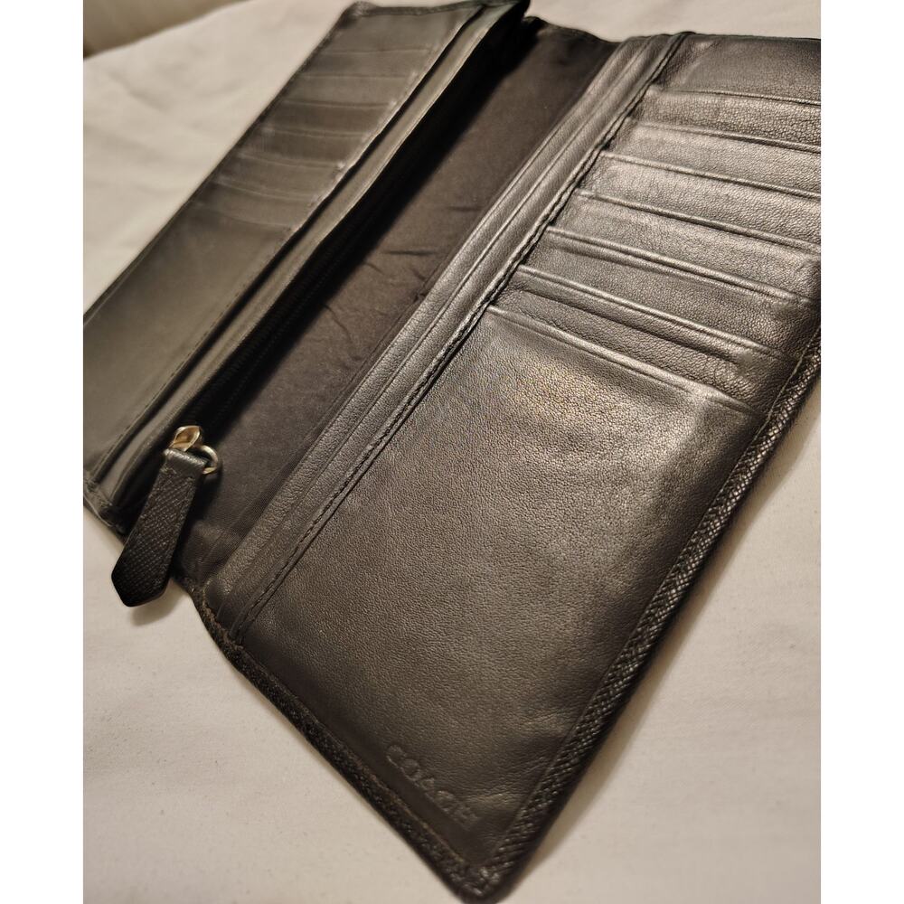 Vintage Coach Wallet Slim Bifold Black Cross-grain Leather Classic Men's Women's - Picture 6 of 15